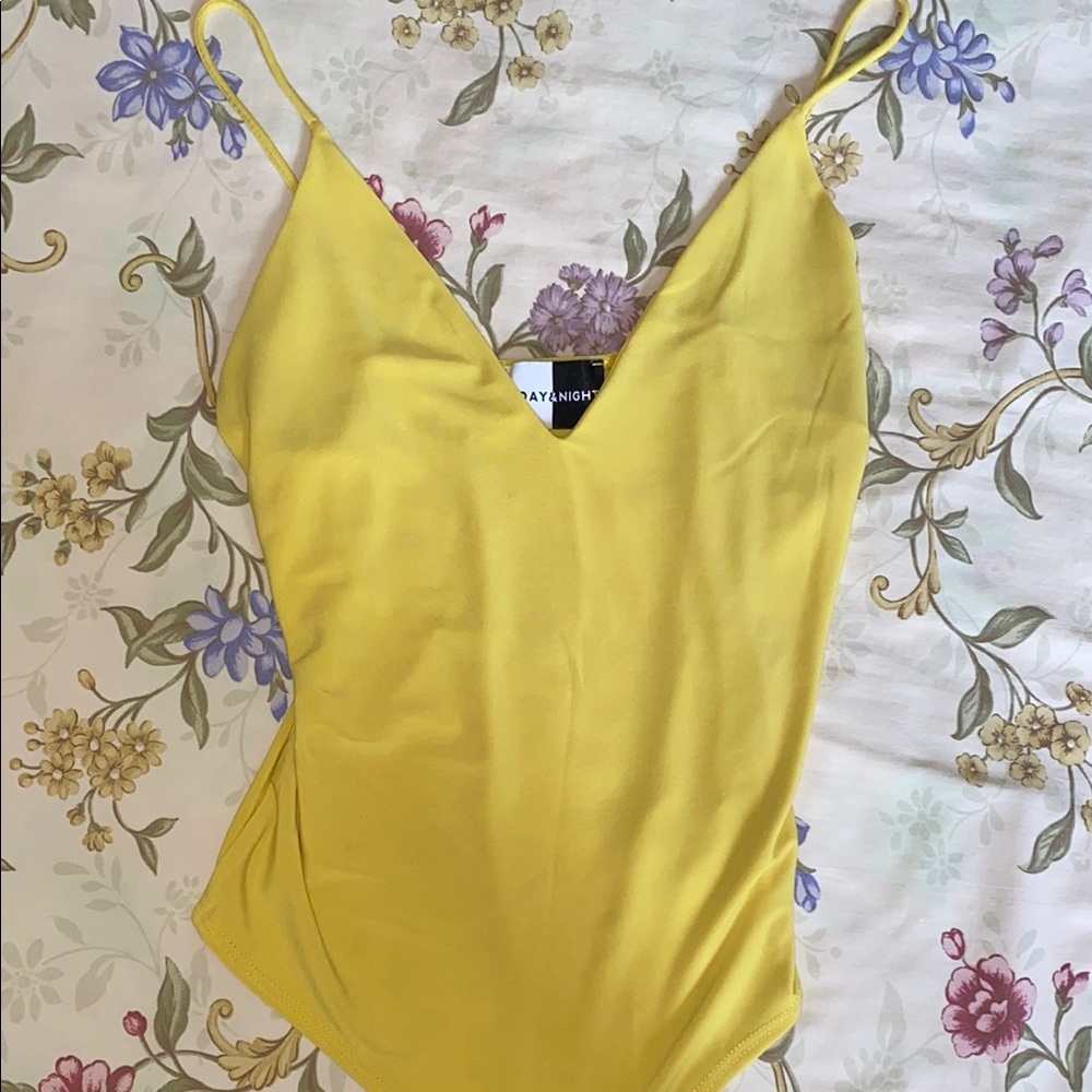 Zara Yellow V neck Bodysuit